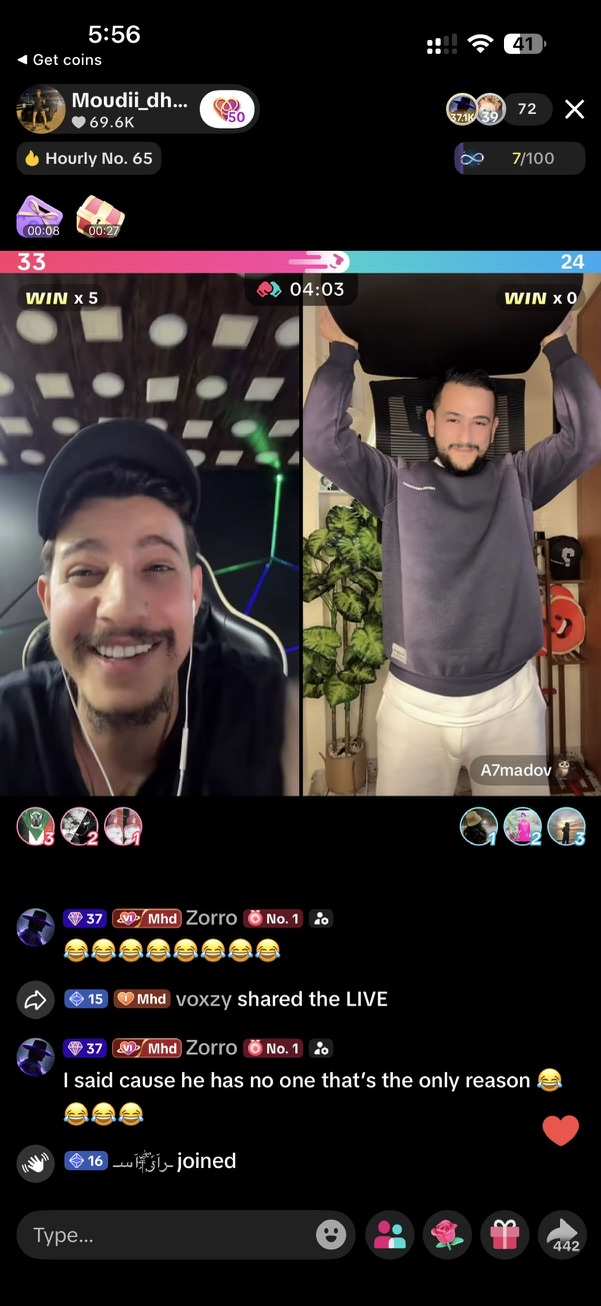 Moudi Dhainy in a TikTok LIVE battle